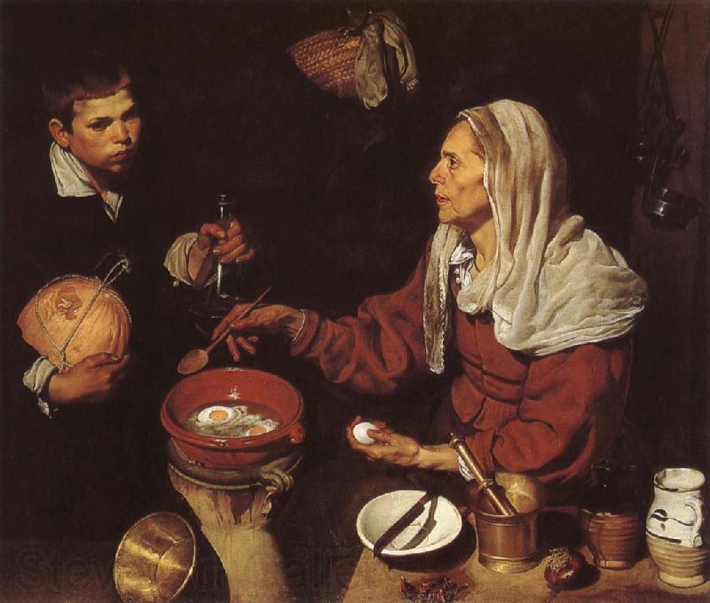 VELAZQUEZ, Diego Rodriguez de Silva y The Woman Fry eggs Norge oil painting art